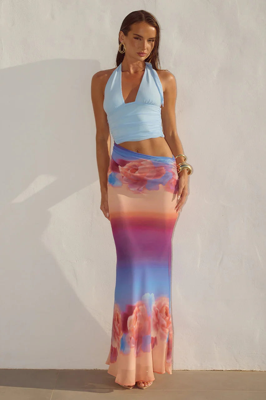 ALEXIS HALTER CUT OUT MAXI DRESS NADIA PINK OMBRE