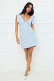 Painted Daisy Mini Dress Blue