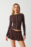 Carver Cloud Knit Pleated Skort Mocha