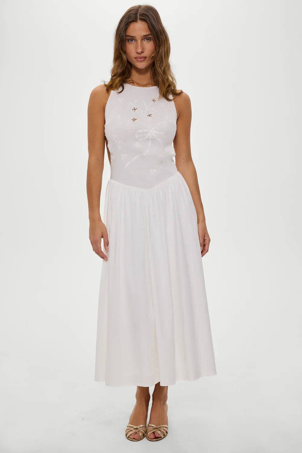 Soleil Backless Embroidered Midi Dress Sleepy Angel