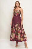 SECRET GARDEN ROMANCE BURGUNDY MAXI DRESS FINAL SALE