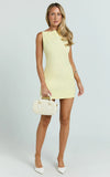 Winona Mini Dress Boat Neck Smock Dress in Lemon