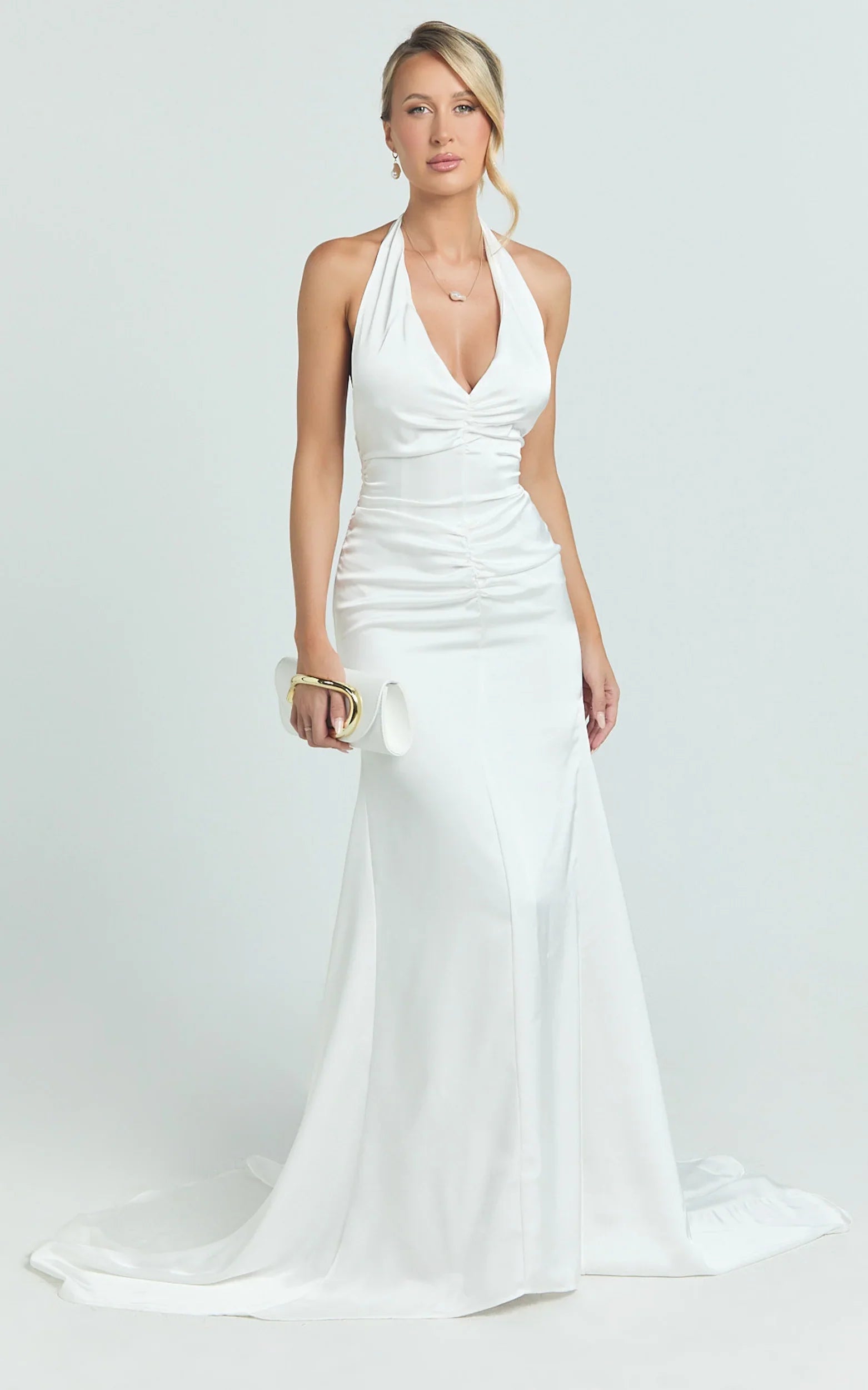 Frankie Maxi Dress Satin Bias Cut Dress in Ivory