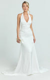 Frankie Maxi Dress Satin Bias Cut Dress in Ivory