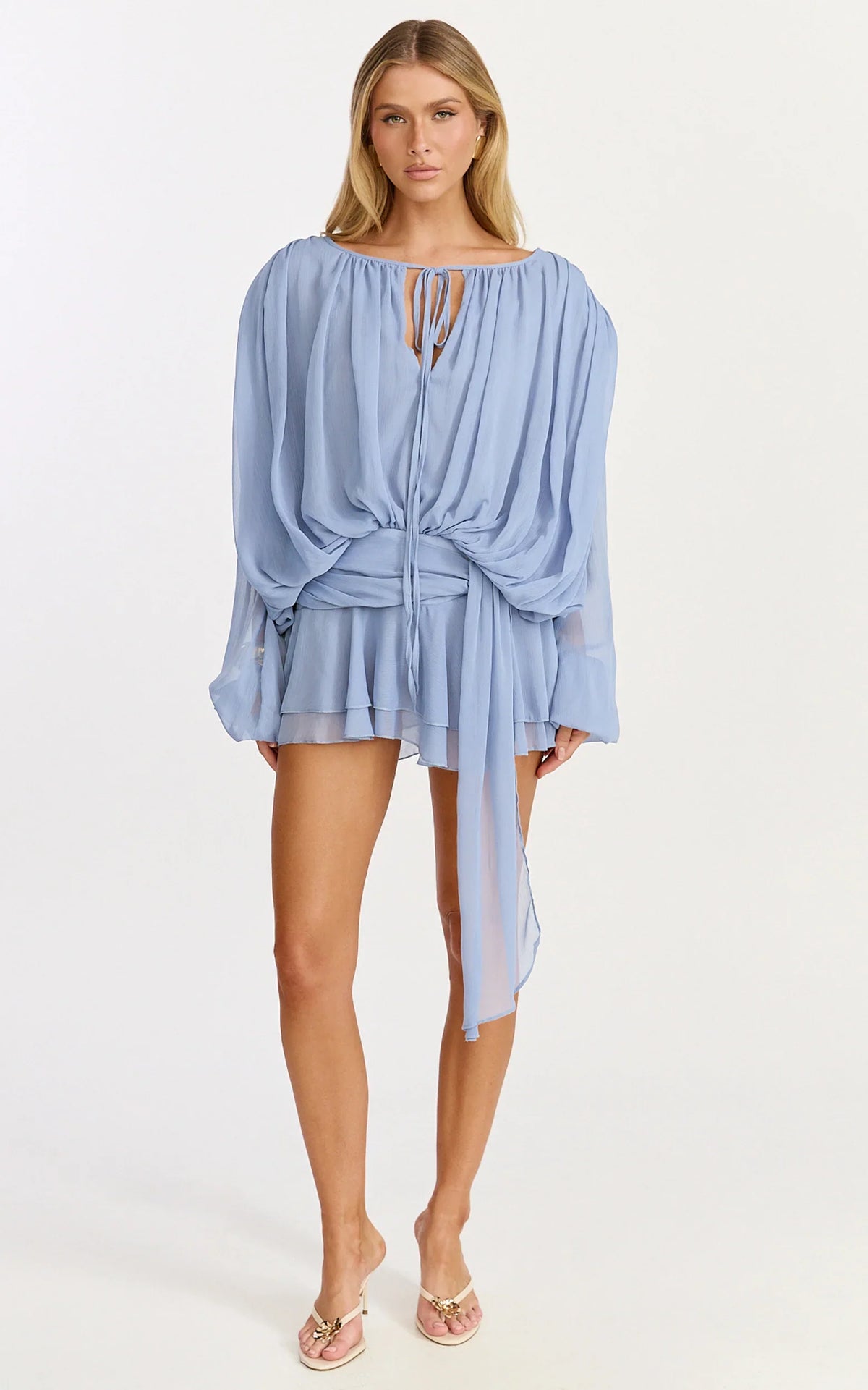 Lioness Elements Mini Dress In Slate Blue
