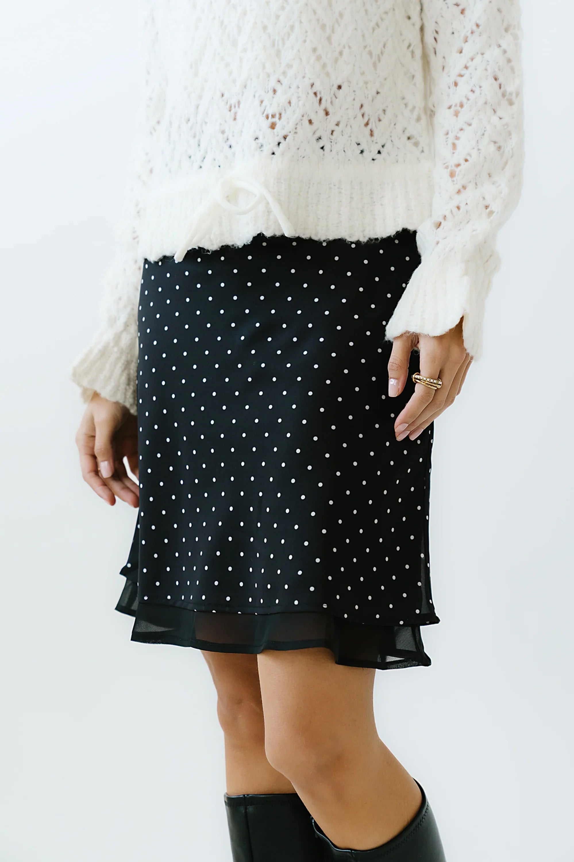 Kennedy Polka Dot Skirt in Black