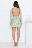 Golden Moon Long Sleeve Mini Dress Sage