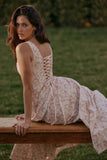 cream floral print cotton midi sun dress