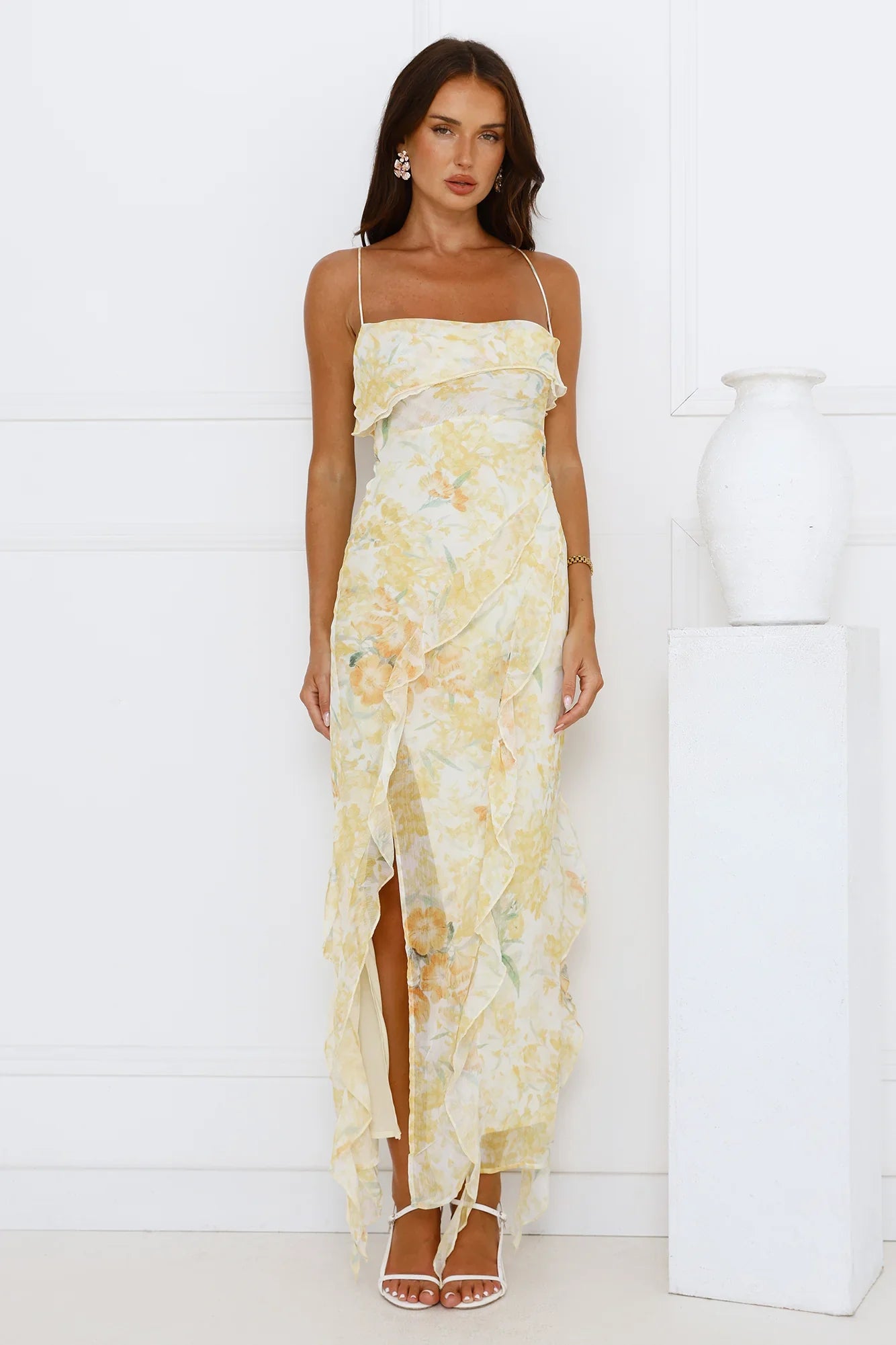 Lush Reverie Midi Dress Yellow