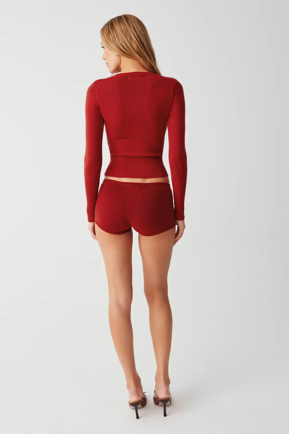 Lenon Cloud Knit Button Up Cardigan Red Velvet