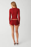 Lenon Cloud Knit Button Up Cardigan Red Velvet
