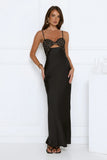 Signature Aura Satin Maxi Dress Black