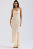 vanilla chiffon lace gown