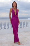 ELENA LOW PLUNGE MAXI DRESS PLUM