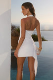 JUSTINA SQUARE NECK MINI DRESS IVORY