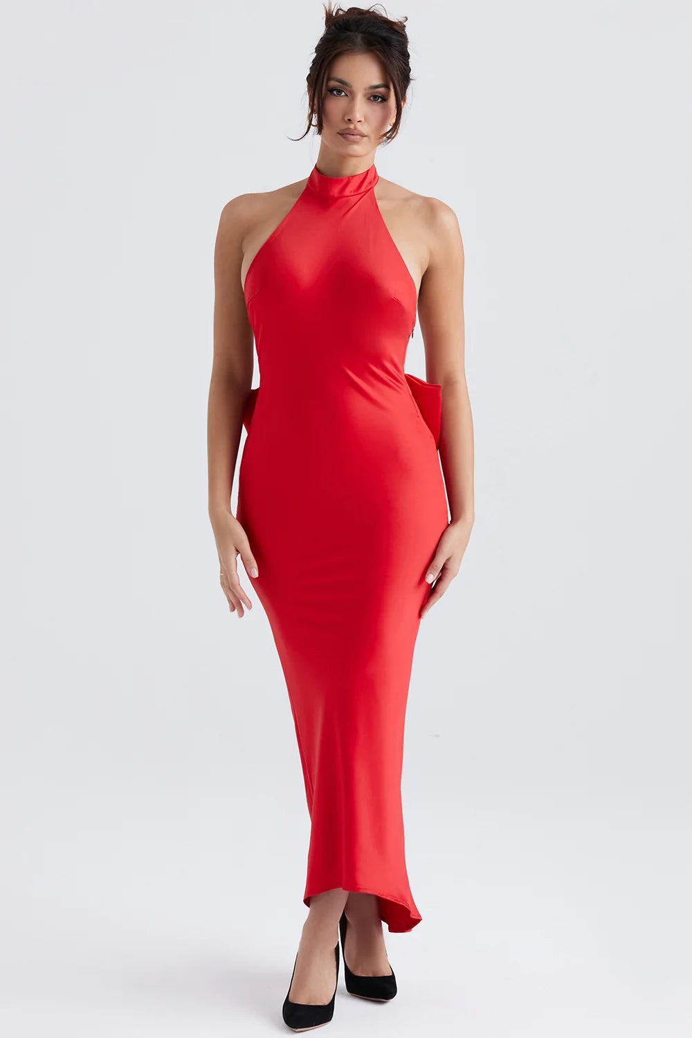 red bow halter dress