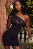 black lace mini dress