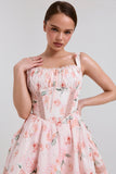 peach floral rose print cotton mini dress