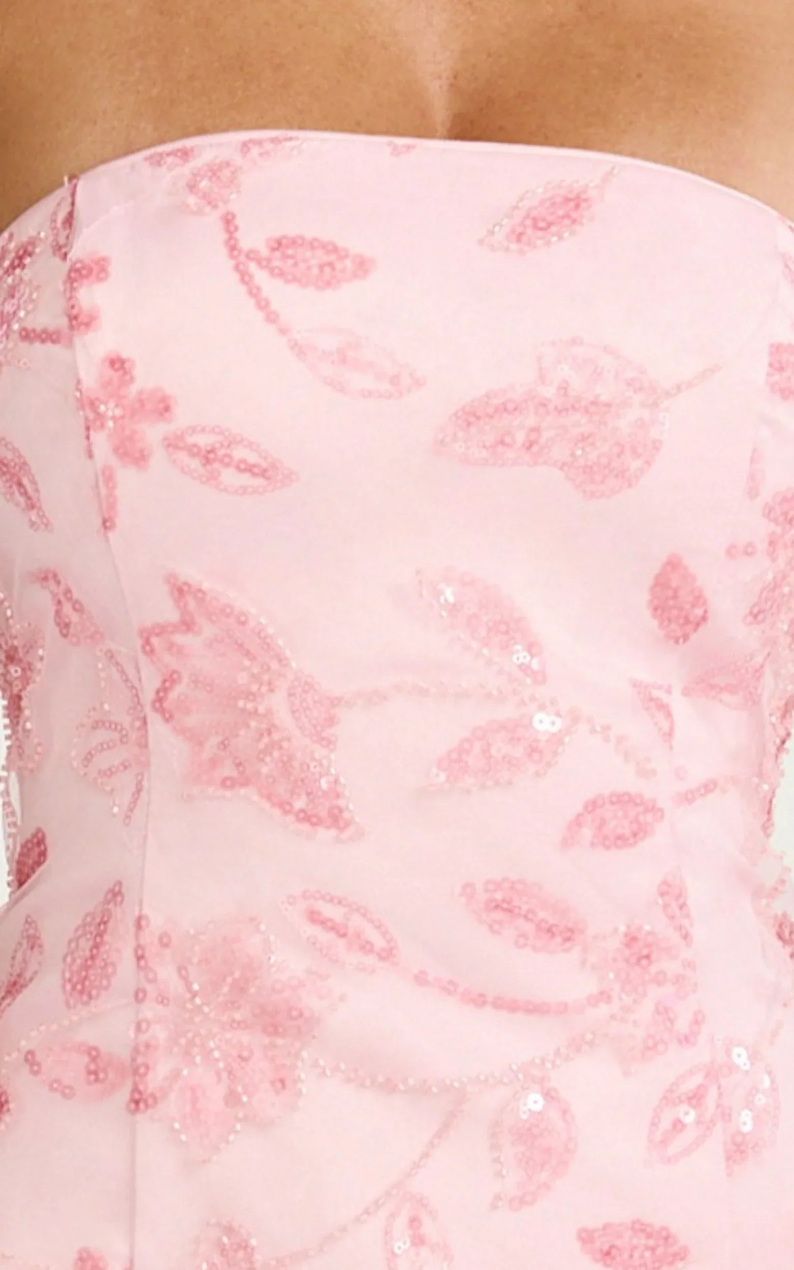 Electra Mini Dress Strapless Bodycon Embellished Sequin Dress in Soft Pink