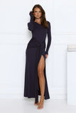 Sophisticated Silhouette Long Sleeve Maxi Dress Navy