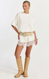 Rina Mini Dress Mini Lace Trim Dress in Off White