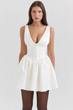 ivory satin mini dress