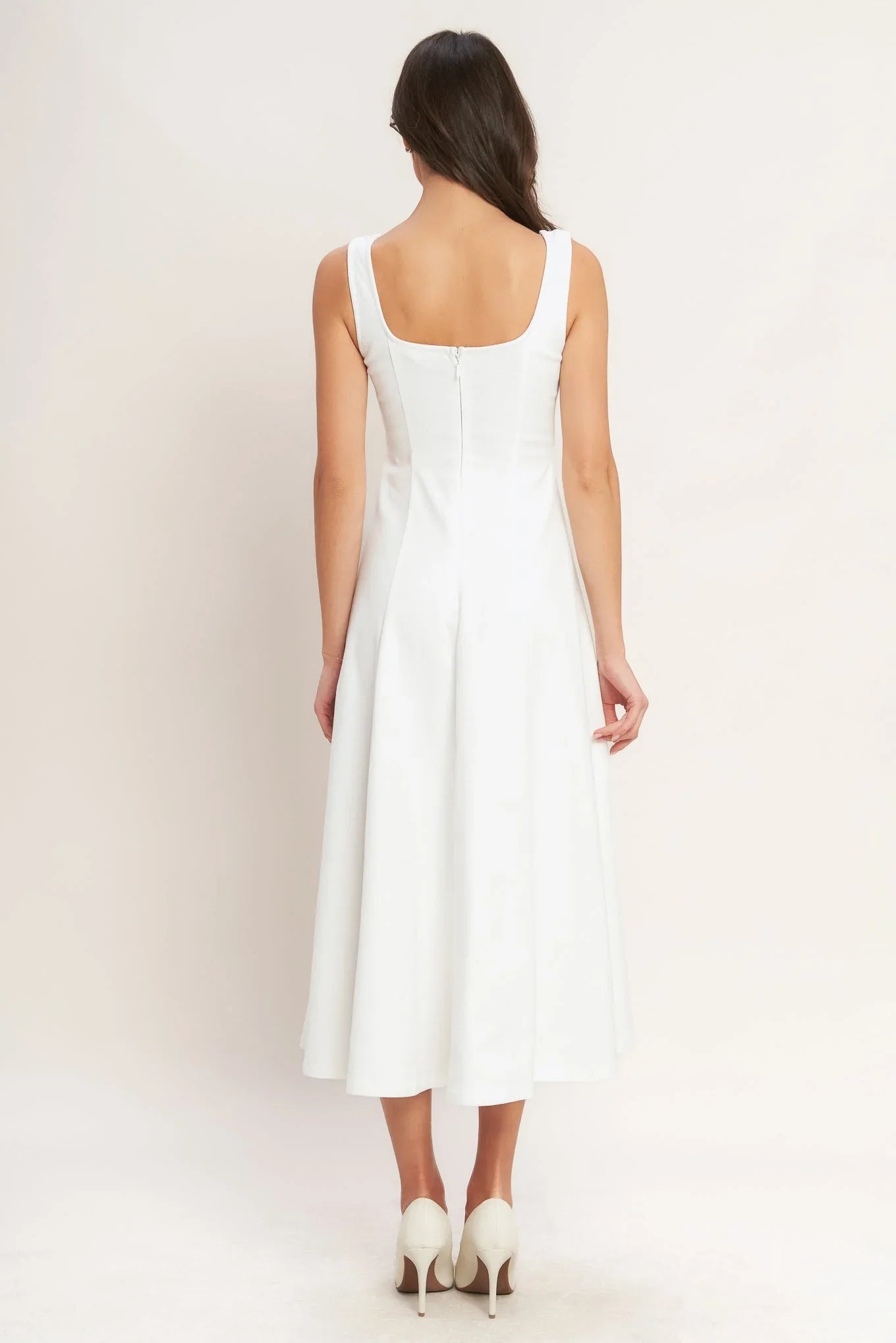 BALANCED PROPORTION WHITE MIDI DRESS