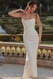 ivory satin strapless bridal gown