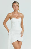 Hazel Mini Dress Strapless Corset Sequin Dress in Ivory