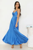 Solara Satin Maxi Dress Blue