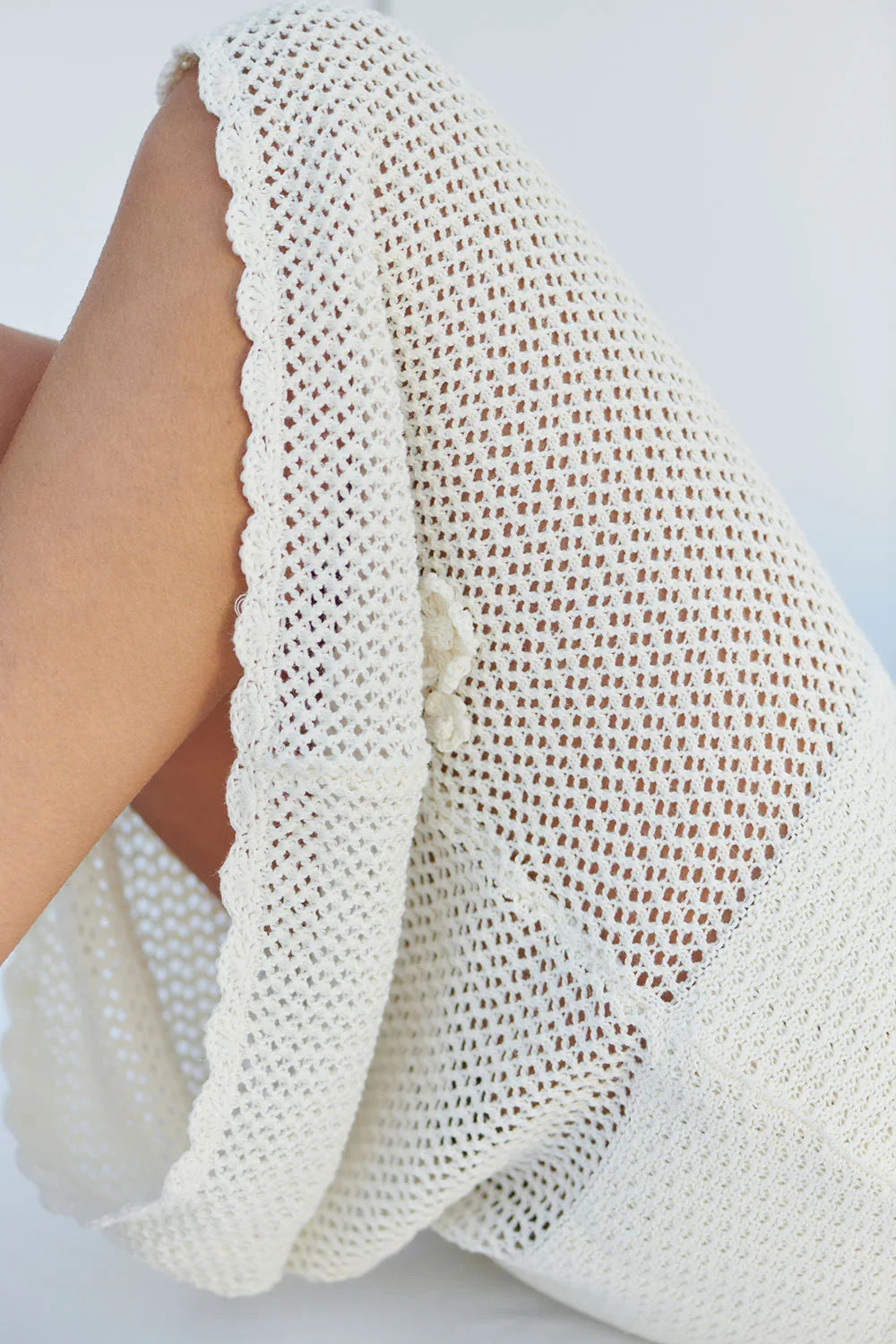 Collette Crochet Midi Skirt White