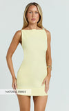 Winona Mini Dress Boat Neck Smock Dress in Lemon