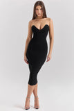 black strapless midi dress sale