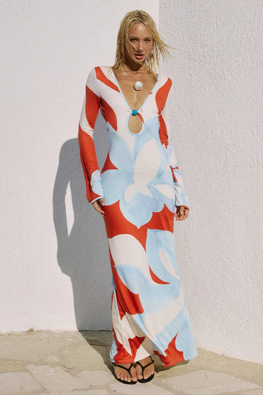 AMOREE LONG SLEEVE MAXI DRESS AMOREE RED
