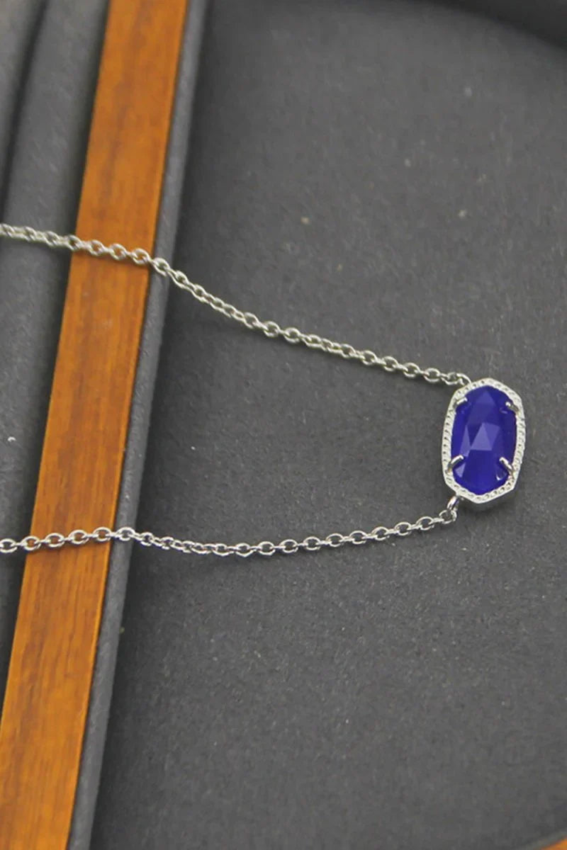 Blue Oval Pendant Necklace