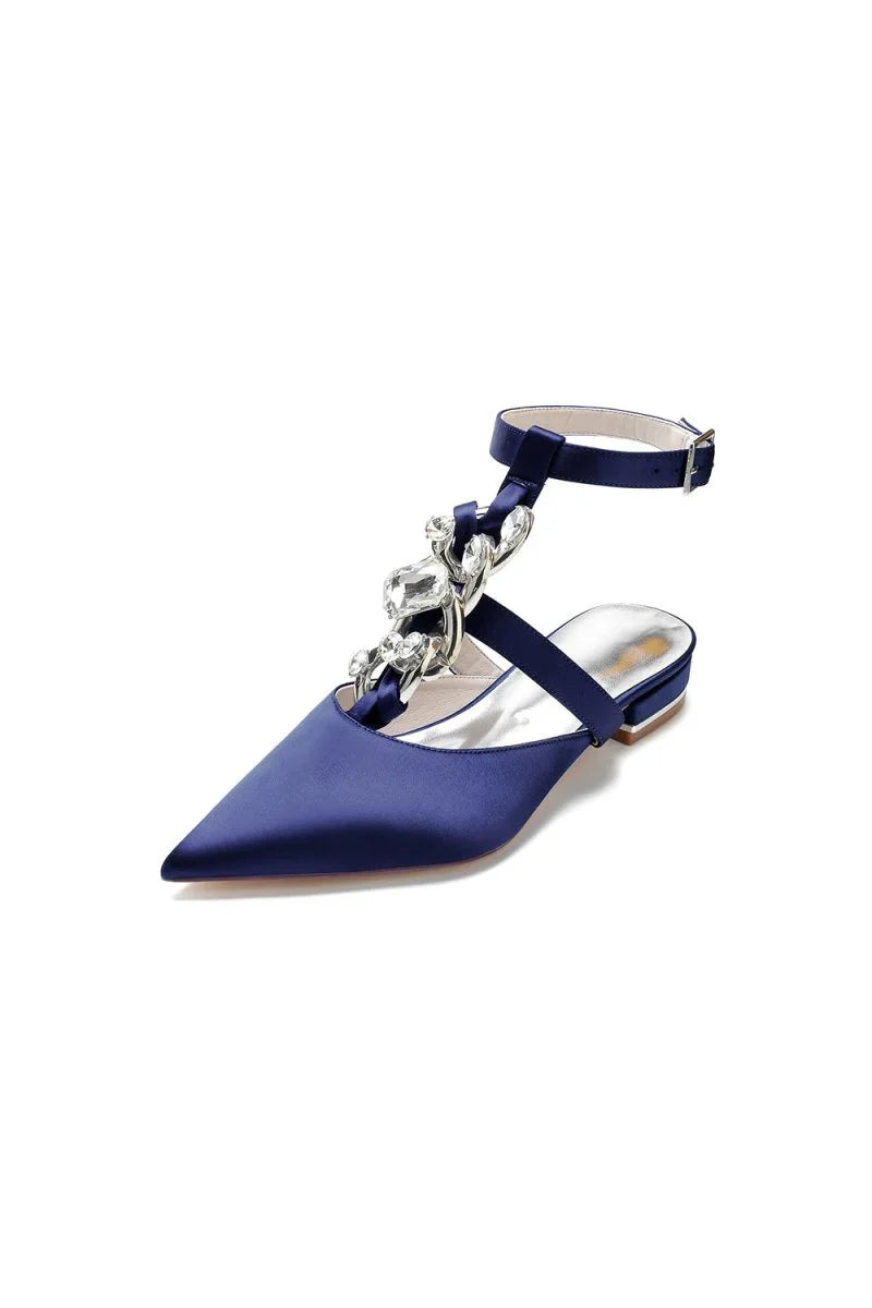 Crystal Chain Pointed Toe Flats