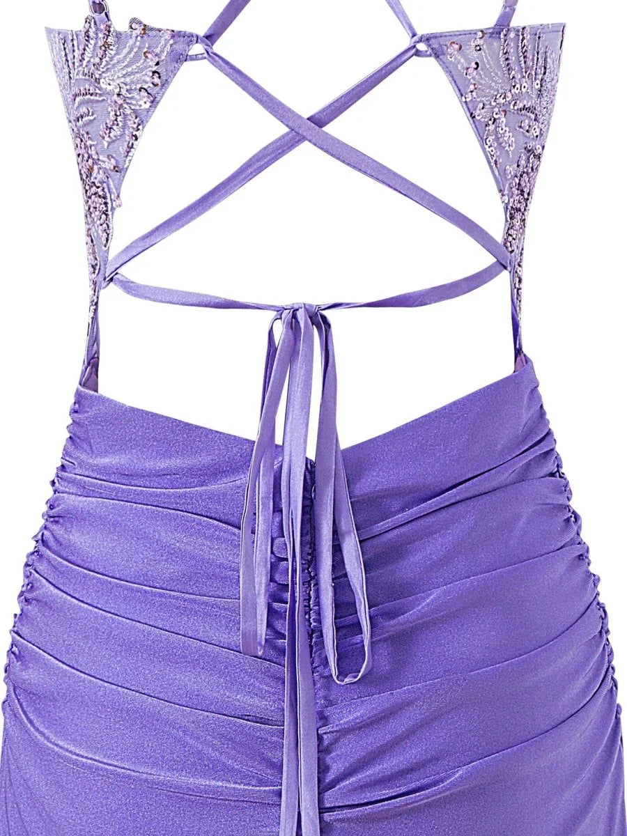 Sheath Short V Neck Jersey Homecoming Dress