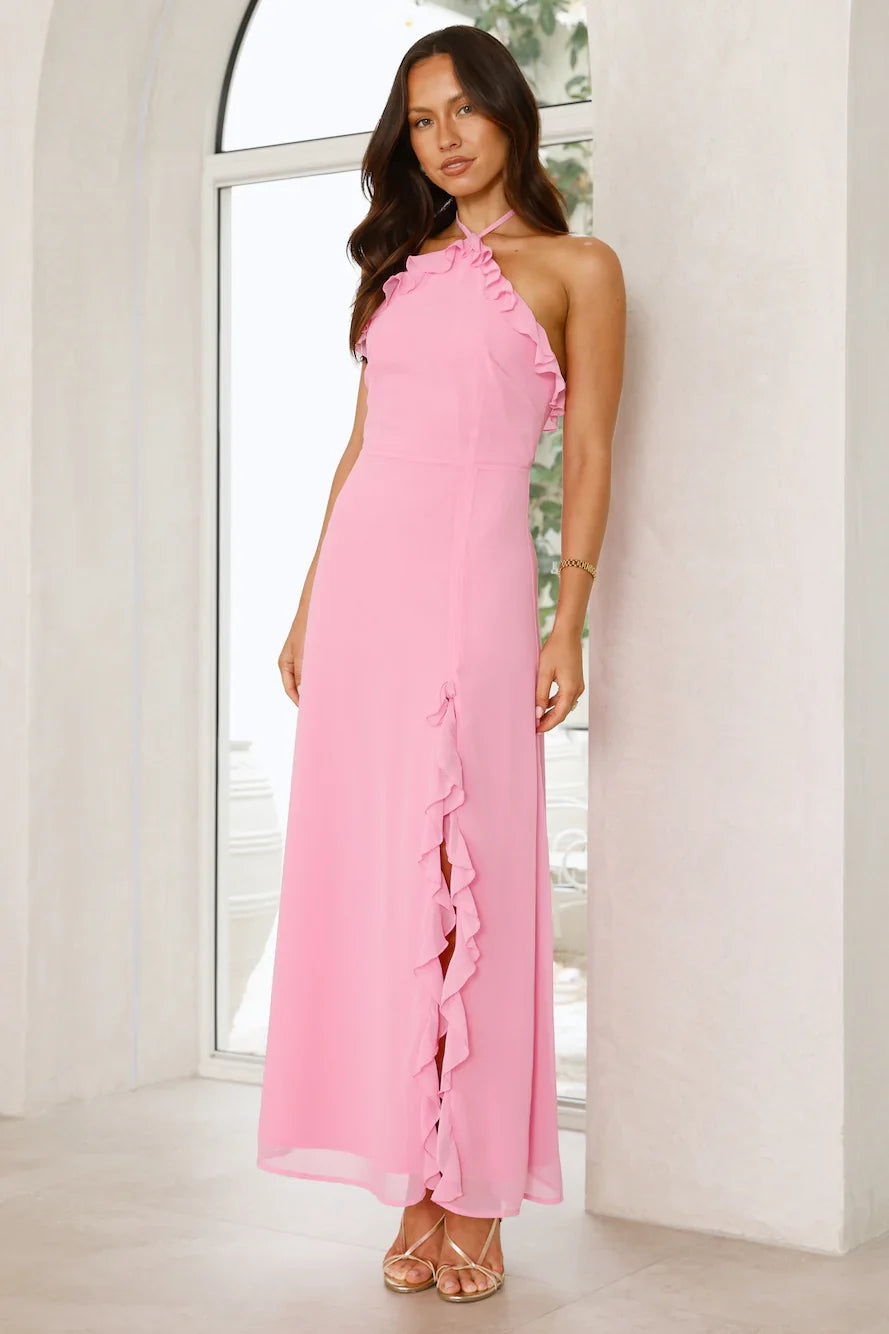 Love Potion Halter Maxi Dress Pink