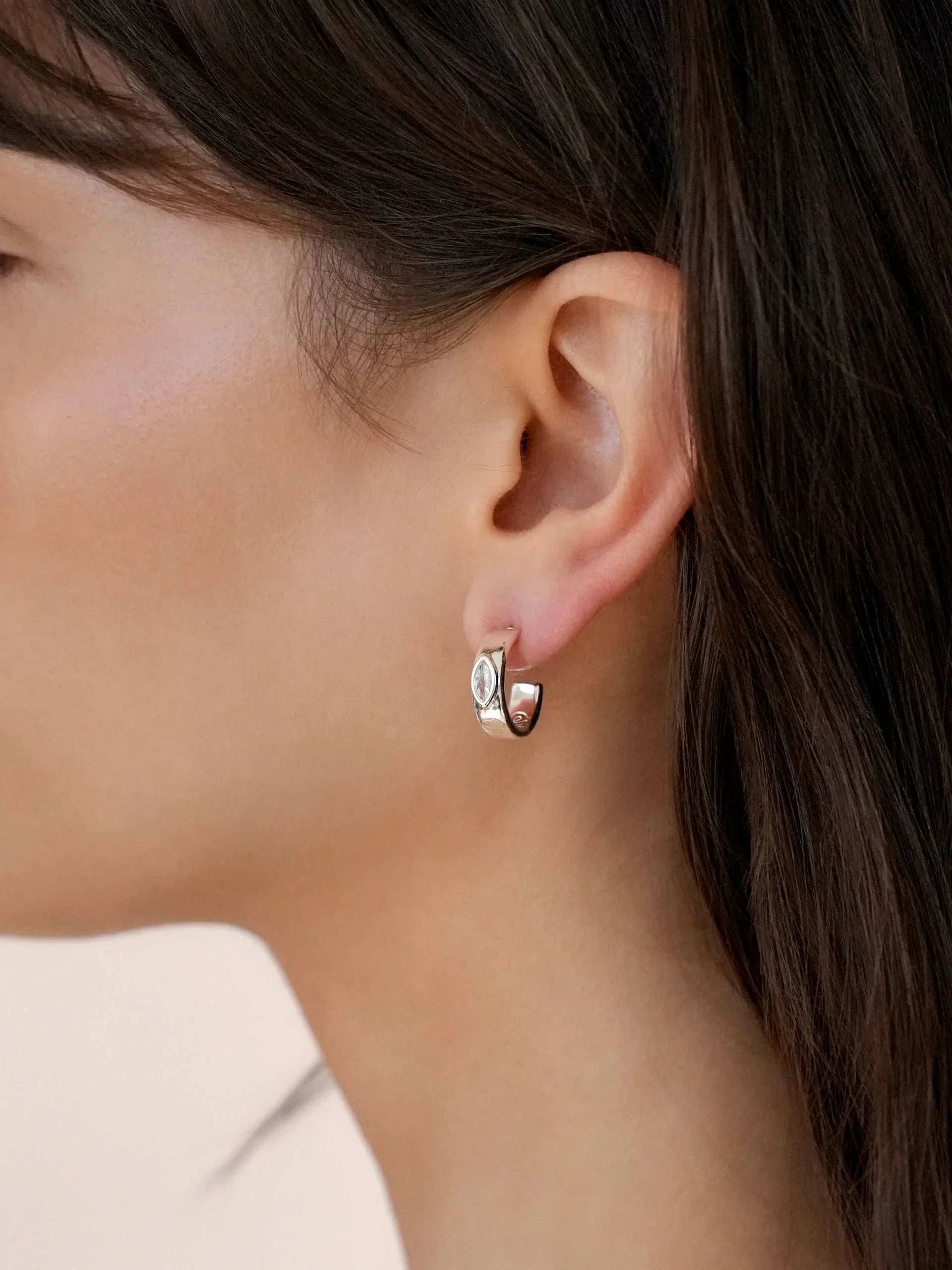 Small Marquise Crystal Hoop Earrings