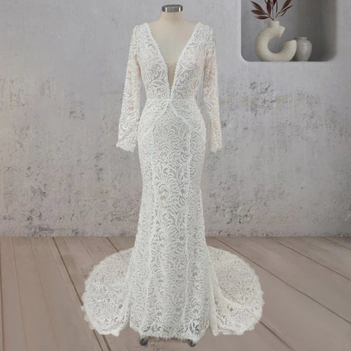 Mermaid Whisper Lace Embroidery Bridal Gown Wedding Dress