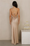 The Evangeline One Shoulder Satin Maxi Dress Champagne