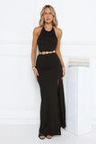 Island Reservation Halter Maxi Dress Black