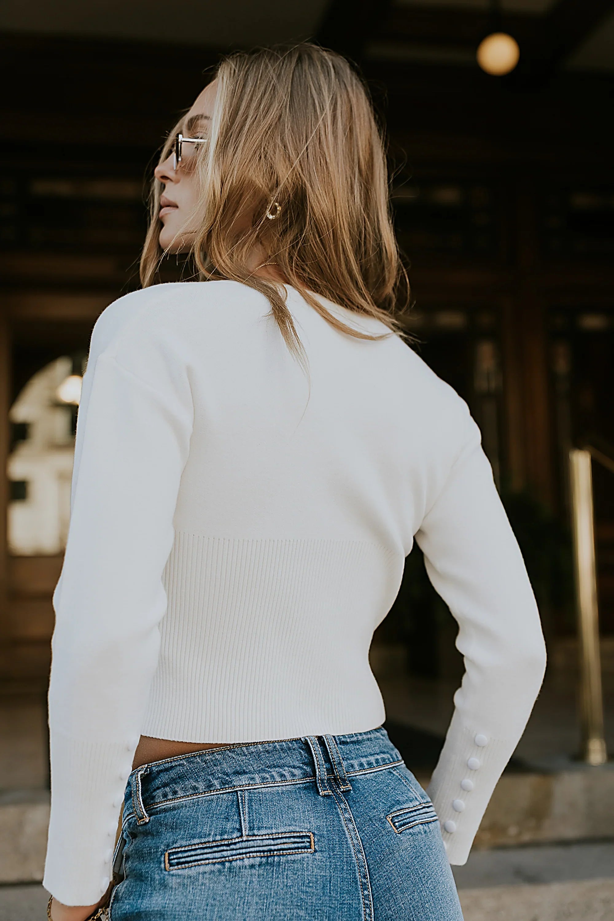 Julia Ribbed Cardigan in Cream