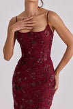 wine hand beaded embellished corset maxi dress limited edition