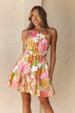 Petal Perfection Halter Mini Dress Floral
