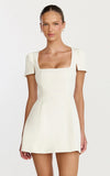 Zinnia Mini Dress Square Neck Tulip Dress in White