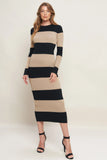 MODERN ATTITUDE STRIPE LONG SLEEVE SWEATER DRESS