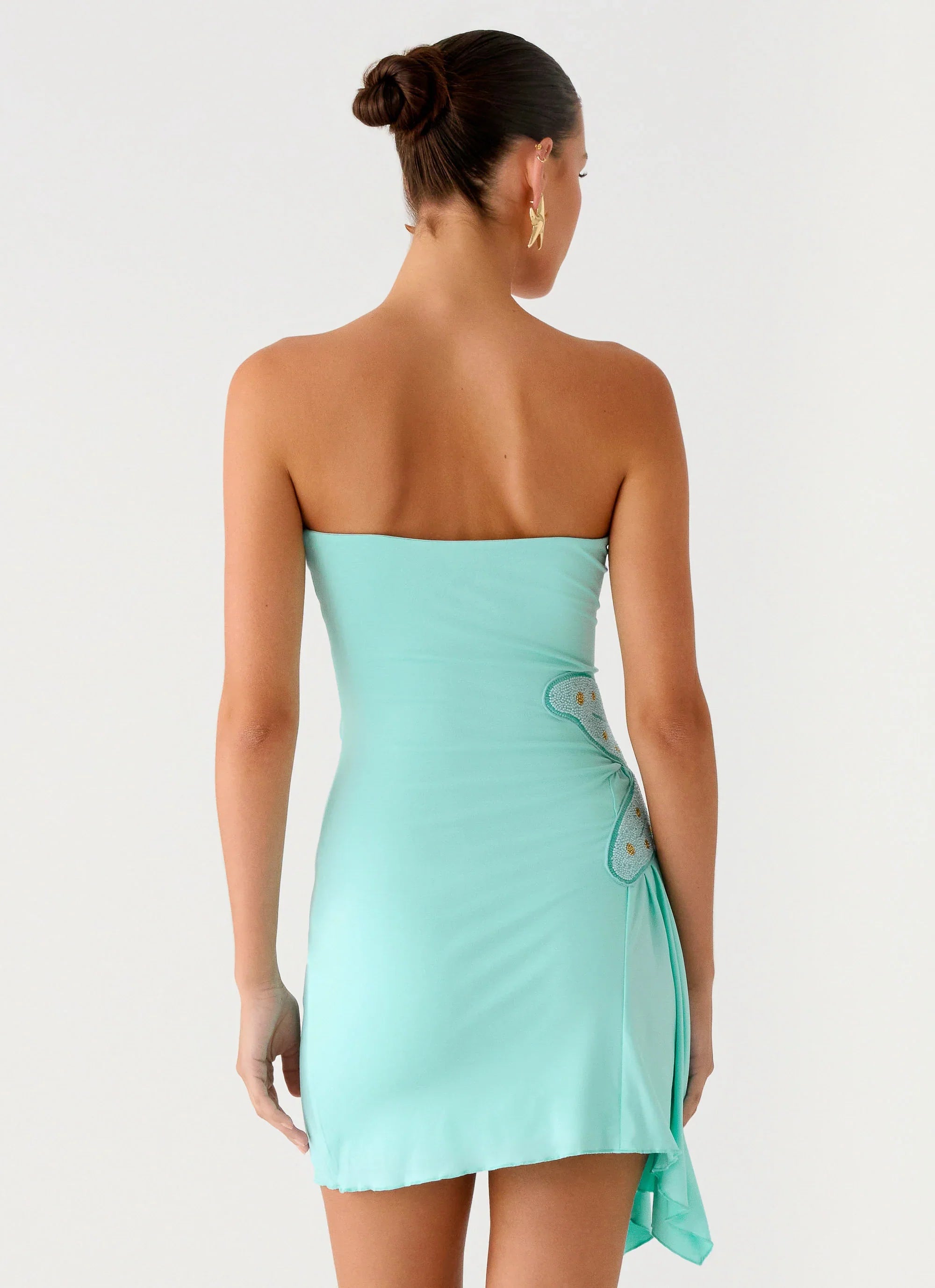 Ocean Dream Strapless Mini Dress Turquoise