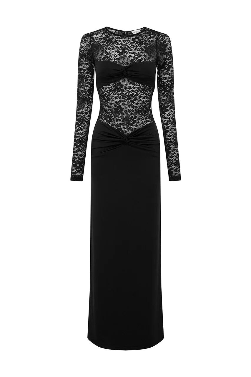 LARNA SLEEVED MAXI DRESS BLACK