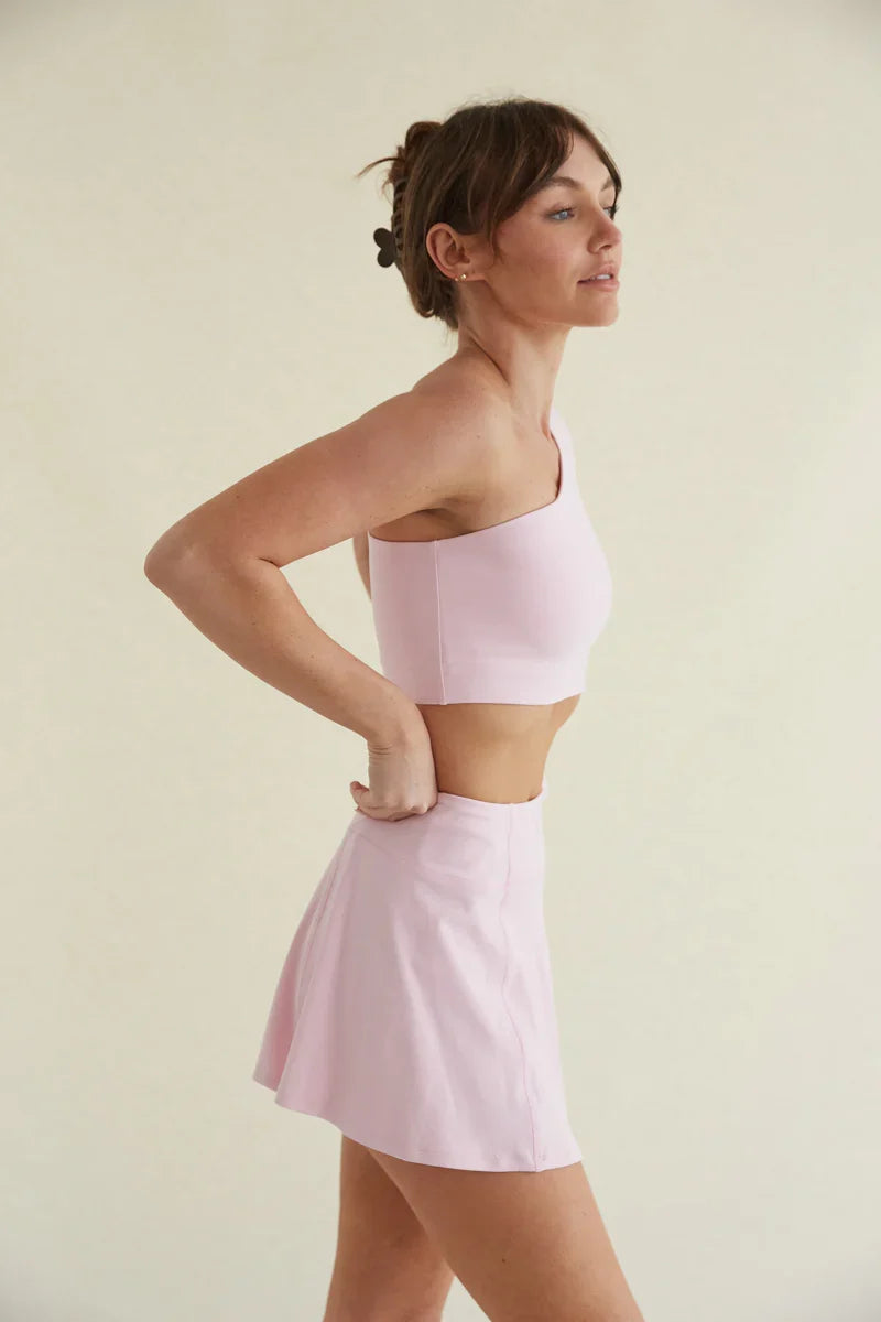 Mia Smoothing One Shoulder Crop Top in Pink